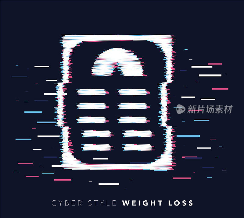 Weight Loss Glitch Effect Vector Icon Illustration